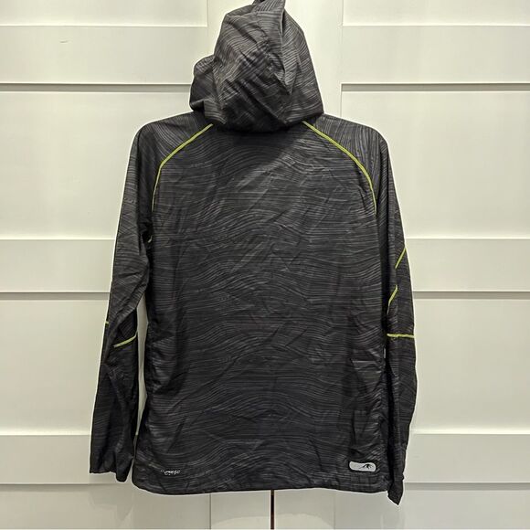 ASICS windbreaker black brine green grey zip up hooded size medium - Picture 6 of 7